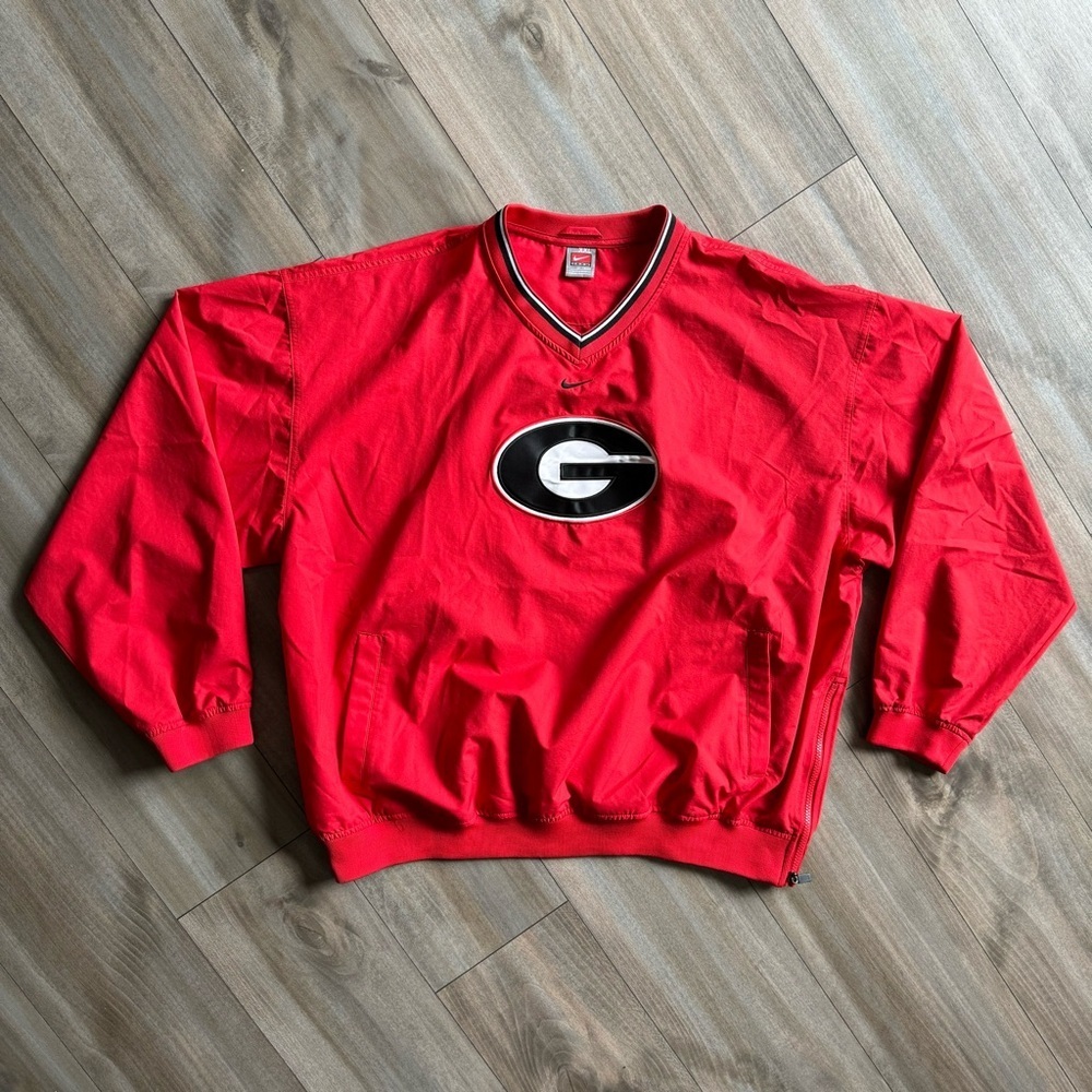 Vintage Nike Georgia Bulldogs Windbreaker Pullover Sweater Jacket Size XXL Red